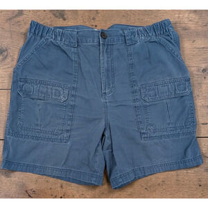 Croft & Barrow Men's Size 36 Blue Cargo Shorts Elastic Waist Band Length 19"
